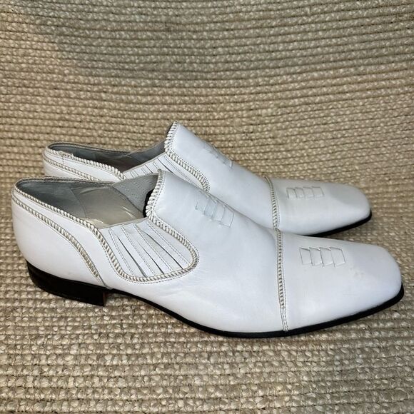 Jo Ghost White Leather Square Toe Dress Shoes Italy Sz 42 US 9 main image 13